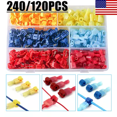 240PCS T-Tap Electrical Wire Crimp Terminals Quick Splice Cable Connectors Kit • $8.99