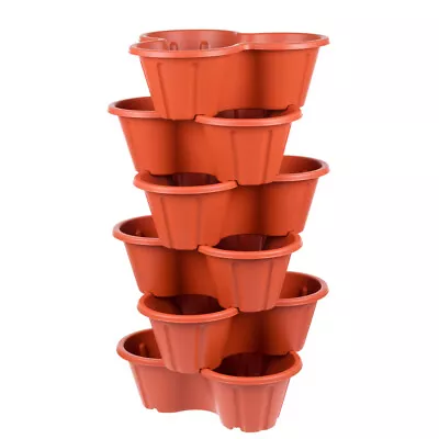 £11.99 • Buy Set Of 6 Trio Stacking Garden Plant Strawberry Planting Herb Flower Pot Planter 