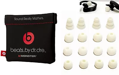 16 WHITE Earbuds Gels For Powerbeats-PRO With NON-charging Carrying Pouch.  • $11.99