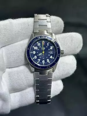 Swiss Army Vintage Blue Dial Date Stainless Steel Quartz Watch Gift • $221.46