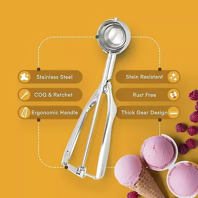 Ice Cream Scoop - Pack Of 3 With Easy Trigger 304 Stainless Steel Cookie Scoope • £9.99