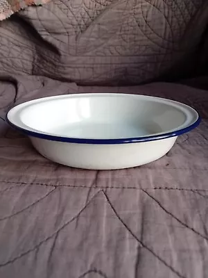 Enamel Pie Pasta Dish Bowl Camping Caravan • £2.20