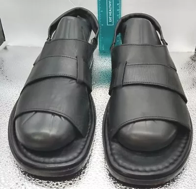 Vintage Aldo Leather Straps Black Slip On Flat Sandals Sz 39 Us Sz 8.5- 9  Wide • $85