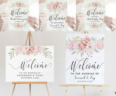 Personalised Welcome To Wedding Sign Nikkah Baby Shower Party Birthday Rose Gold • £3.99
