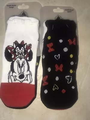 Disney Parks Minnie Mouse Ankle Socks 2 Pair Sz YOUTH Large NWT • $9.95