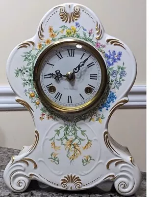 Franz Hermle China Shelf Mantel Clock 1982 Horloge Florales 130-070 • $120
