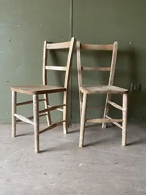 £100 • Buy Victorian Antique Stripped Elm And Ash Country School Chairs All Solid Joints GC