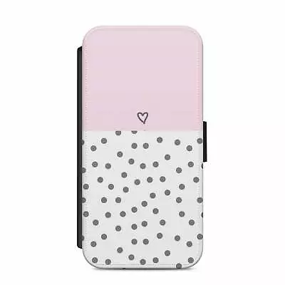 £12.99 • Buy Pastel Pink Dots Pattern Faux Leather Flip Case Wallet For IPhone / Samsung