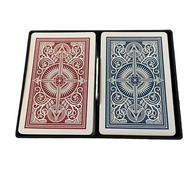 Kem Playing Cards Poker Arrow Red Blue Bridge Size Standard Index Open Unused 2 • £24.12