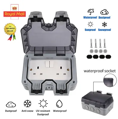£12.39 • Buy Waterproof Outdoor Double Pole Switched Socket Box Electrical External Safe Plug
