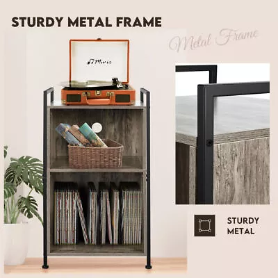 3-Tier Record Player Stand 180LPs Vinyl Record Storage Cabinet Turntable Desk US • $91.44