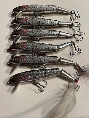 Lot Of 6 Vintage Cotton Cordell Jointed Red Fin 5  Minnows Fishing Lures • $30