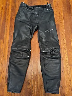 Alpinestars Leather Motorcycle Pants Armored Knees - US 38 / Euro 54 ( 34 Waist) • $140