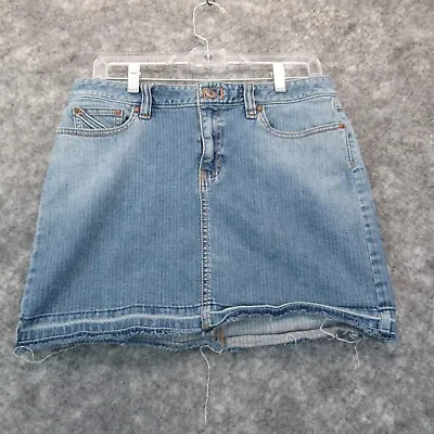 Gap Jeans Skirt Womens 8 Blue Denim A Line Raw Hem Cotton Stretch • $7.48