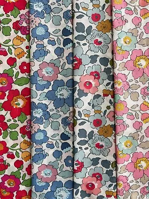 Liberty Tana Lawn Fabric Scrap Packs Betsy 100% Cotton (Red Blue Pink & Grey) • £8.25