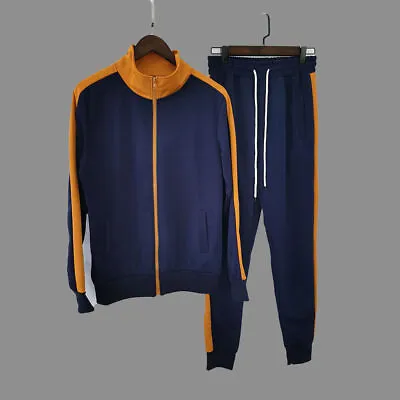 Casual Mens Tracksuit 2 Piece Pant Sweater Jacket Sweatsuit Sport Sweatshirt Set • $53.99