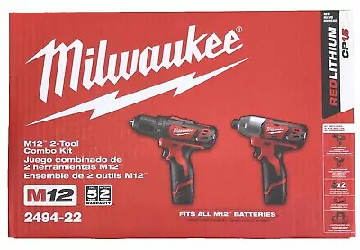 Milwaukee 2494-22 M12 12V Cordless Drill Driver/Impact Driver 2-Tool Combo Kit • $139.99