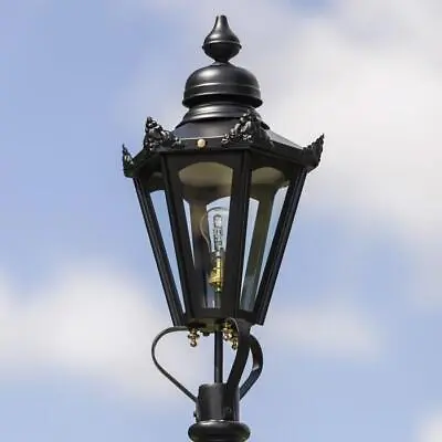 Tall Black Hexagonal Victorian Style Lantern Or Replacement Lamp Post Top - 63cm • £135