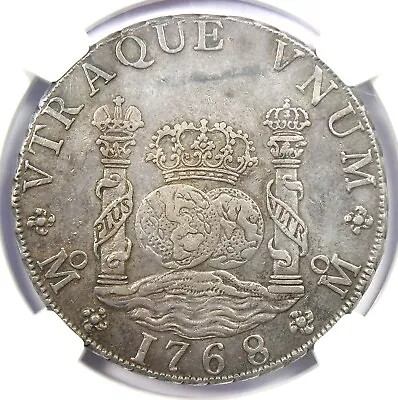 1768 Mexico Pillar Dollar 8 Reales Silver Coin (8R) - Certified NGC AU53 - Rare! • $992.75