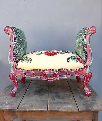 Floral Bench Bohemian Vanity Chair Embroidered • $1374