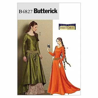 £15.91 • Buy Butterick Sewing Pattern 4827 Misses Medieval Dress & Belt Size 6-12 AA