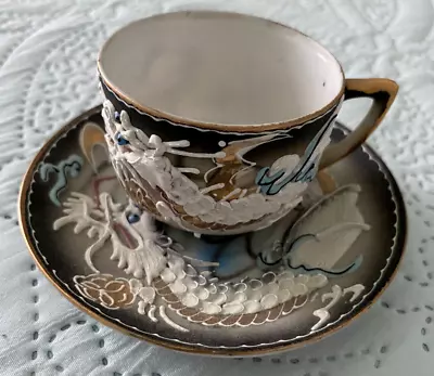 Moriage VINTAGE Dragonware Blue Eyed Dragon Hand Painted Tea Cup And Saucer • $12.99