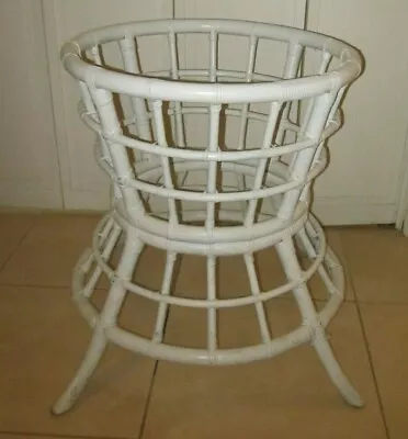 Vintage Bamboo Rattan Dining   Round Table Base White Color  Shipping Is Extra  • $245