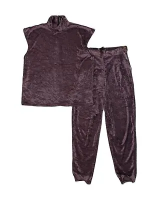 VINTAGE Womens Velvet 2 Piece Suit UK 16 Large W26 L27 Purple Polyester YG22 • £30.04