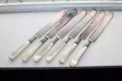 6 Antique Mother Of Pearl Handled Dinner Knives AF Towle & Son • $48.60