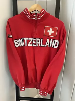 SWITZERLAND Champion League VINTAGE Pullover Jacket/Sweatshirt Red SIZE Medium • $64