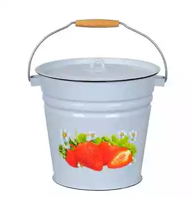 Vintage Enamel Bucket With Lid With Strawberries For Pickling 12 Liters. • $49.90