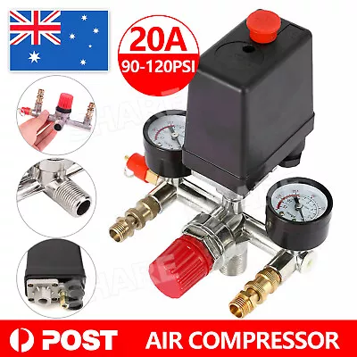 90-120PSI Air Compressor Pressure Switch Control Valve Manifold Regulator Gauges • $21.95