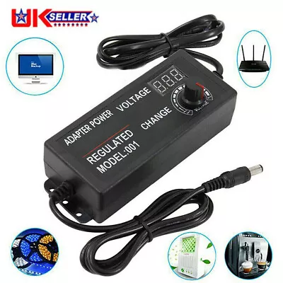 Adjustable AC/DC  Electrical Power Supply Adapter Charger Variable Voltage UK • £11.39