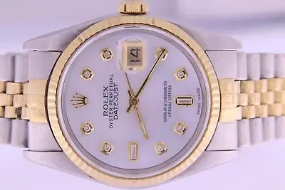 Rolex Datejust Gents Steel & Gold Automatic Diamond Watch Ref 16233 Rolex Box • £5500