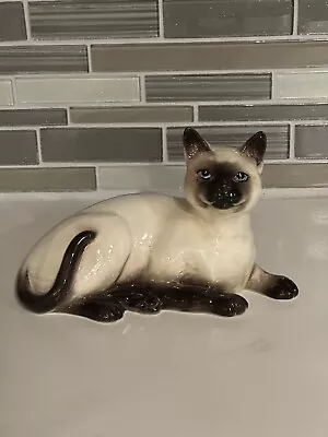 Vintage Mid Century Beswick England Siamese Cat Porcelain Figurine 1559 7.5”x4.5 • $25