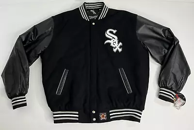 MLB Chicago White Sox Reversible Snap Wool & Leather Jacket JH Design XL New • $199.97