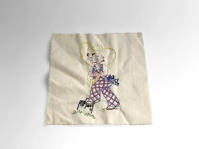 Vintage Embroidered Quilt Block Cowboy • $13.38