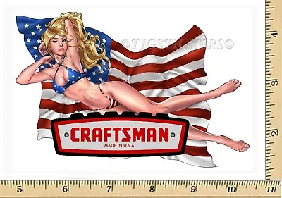 Craftsman Tool Sticker Usa Girl Vintage Glossy Decal Label Mechanic Tool Box Usa • $4.95