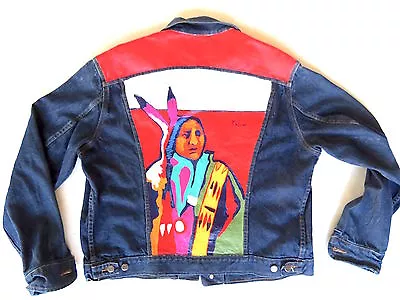 Malcolm Furlow Unique Hand Painted Jean Jacket 46L Southwest Fine Art On Clothes • $2500