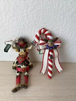NEW With Tag MIDWEST COWBOY STEER And LIGHTHOUSE CANDY CANE Christmas Ornaments • $13.99