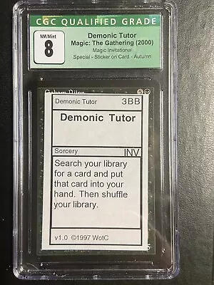$10000 • Buy Demonic Tutor MTG Invitational Playtest Card CGC Graded Misprint/Rarity