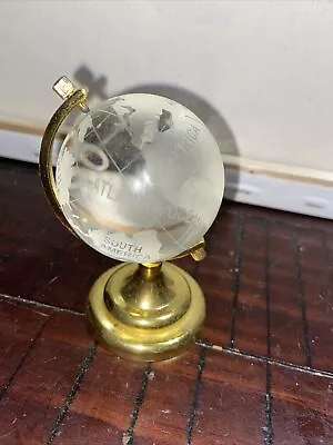 Miniature Glass World Globe On Gold Coloured Metal Stand (90) #404 • $12.99