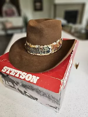 Vintage Stetson 5X XXXXX Beaver  AS Medford  Cowboy Western Hat Size 7 1/2 + Box • $149