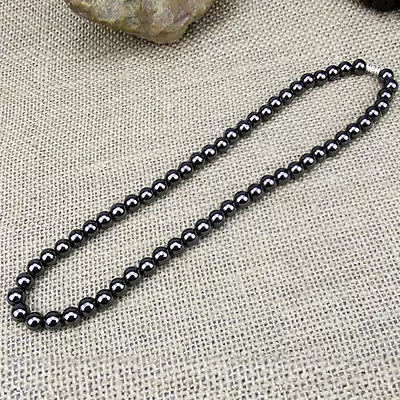 Fashion Black Magnetic Hematite Beads Health Care Necklace Women Men Jewelry • $6