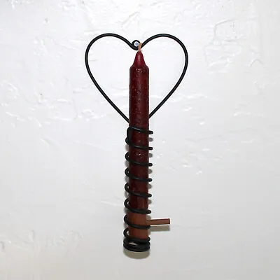 Sconce Courting Candle Holder Primitive Style Heart Spiral Black Iron Farmhouse • $17.99