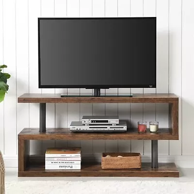 Miami Wooden S Shape Tv Stand In Smoked Oak • £109.95