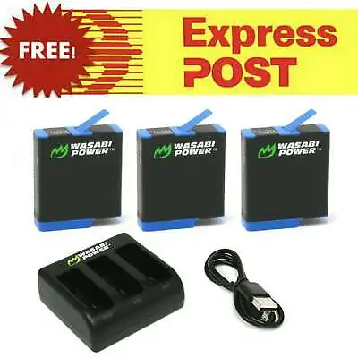 $77.95 • Buy GoPro HERO8 7 6 5 4 3 3+ Battery Charger Dual/Triple Wasabi Hero Black Kit Set 