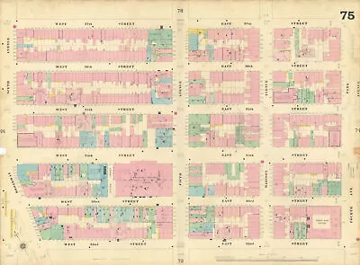 Sanborn NYC #75 Manhattan Midtown NoMad Murray Hill Garment District 1899 Map • £200