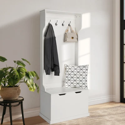 $158.21 • Buy Entryway Bench Coat Rack Shoe Storage Hall Tree Hallway Organizer W/4 Coat Hooks