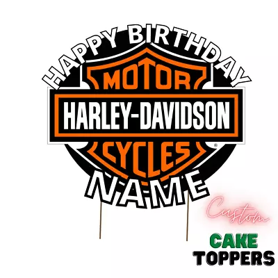 $9.95 • Buy Harley Davidson Cake Topper - Basic OR Custom Available - Cupcake Decoration 